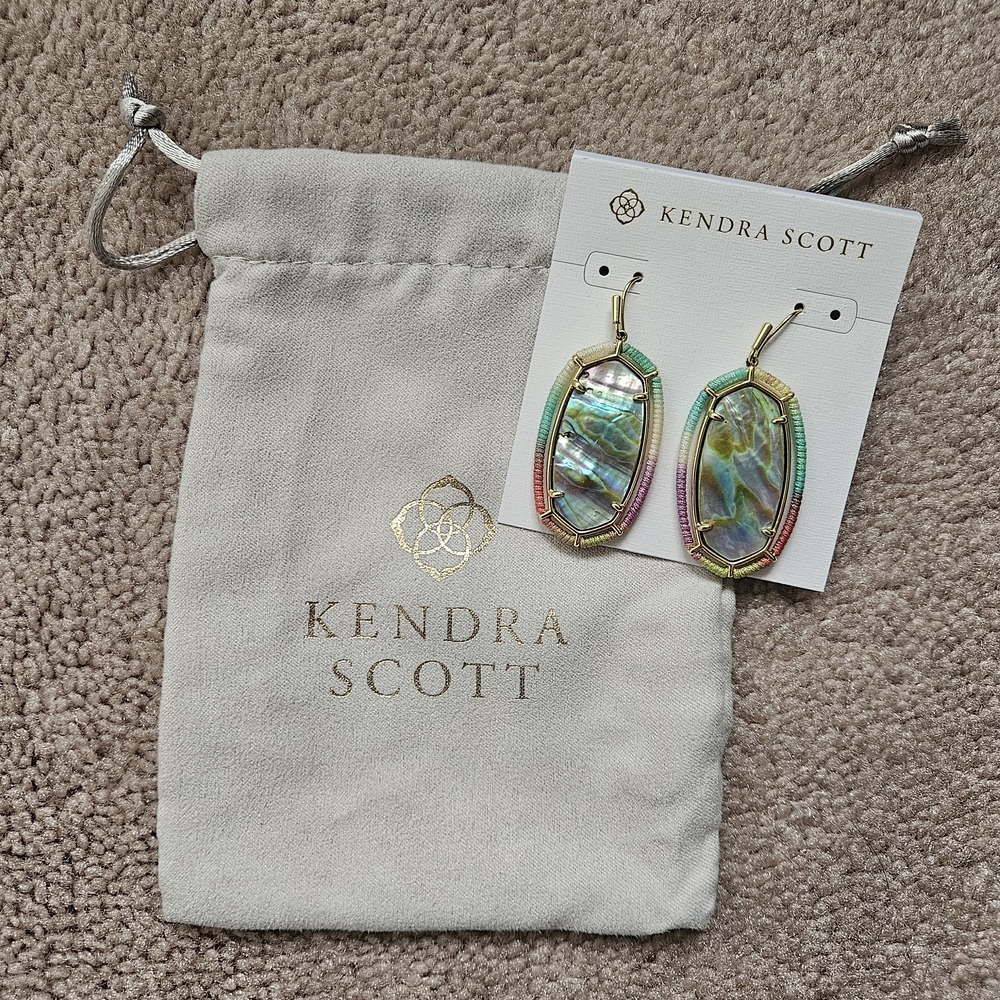 Kendra Scott Threaded Elle Multicolor Enamel Oval Drop Earrings